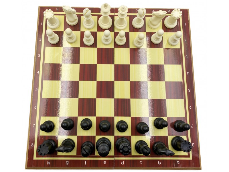 Ξύλινη σκακιέρα σπαστή 40 Χ 40 εκ. μαζί με ένα σέτ ξύλινα πιόνια 7.60 εκ. και ξύλινη κασετίνα