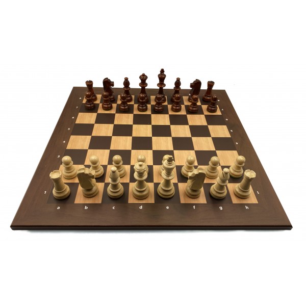 Ξύλινη σκακιέρα αγωνιστική 50 Χ 50 εκ +  ξύλινο σέτ πιόνια με βάρος Tandrum με ύψος βασιλιά 9.5 εκ. -