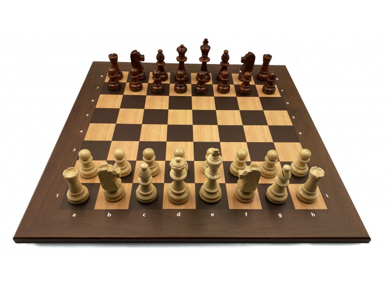 Ξύλινη σκακιέρα αγωνιστική 50 Χ 50 εκ +  ξύλινο σέτ πιόνια με βάρος Tandrum με ύψος βασιλιά 9.5 εκ. -