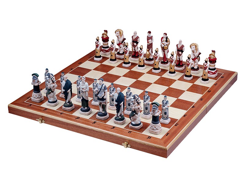 Κεραμικά πιόνια Σπάρτακος με ύψος βασιλιά 13.5 εκ. σε ξύλινη σκακιέρα 60 Χ 60 εκ. (σπαστή)