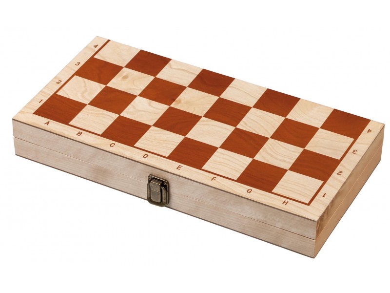 Ξύλινη σκακιέρα σπαστή με συντεταγμένες  38 Χ 38 Χ 2.5 εκ.  με ξύλινα πιόνια