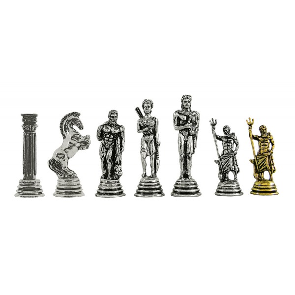 Ποσειδών  μεταλλικά πιόνια σκάκι (σέτ) , ύψος βασιλιά 6.5 εκ.