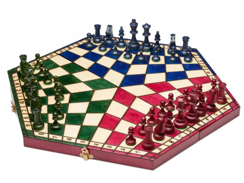 Σκάκι για τρείς παίκτες (μεσαίο) τρίχρωμο