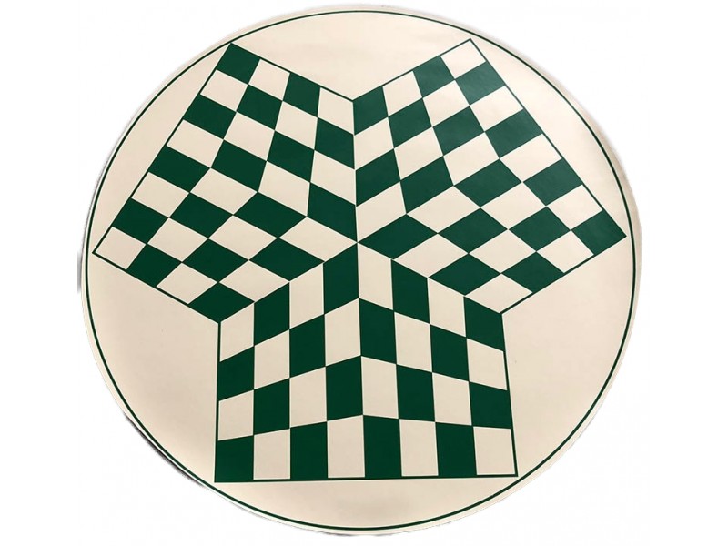 Σέτ σκάκι για τρείς  παίκτες με σκακιέρα βινυλίου διαμέτρου 65 εκ και 3 σετ πλαστικά πιόνια με ύψος βασιλιά 7.6 εκ. και θήκη μεταφοράς
