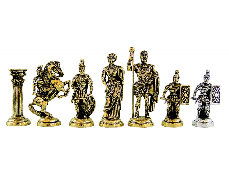 Ρωμαίοι μεταλλικά πιόνια σκάκι (σέτ) , ύψος βασιλιά 9.5 εκ.