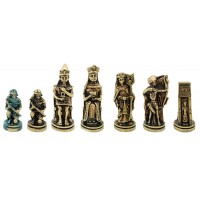 Αίγυπτος  μεταλλικά πιόνια σκάκι (σέτ) , ύψος βασιλιά 8.1 εκ.