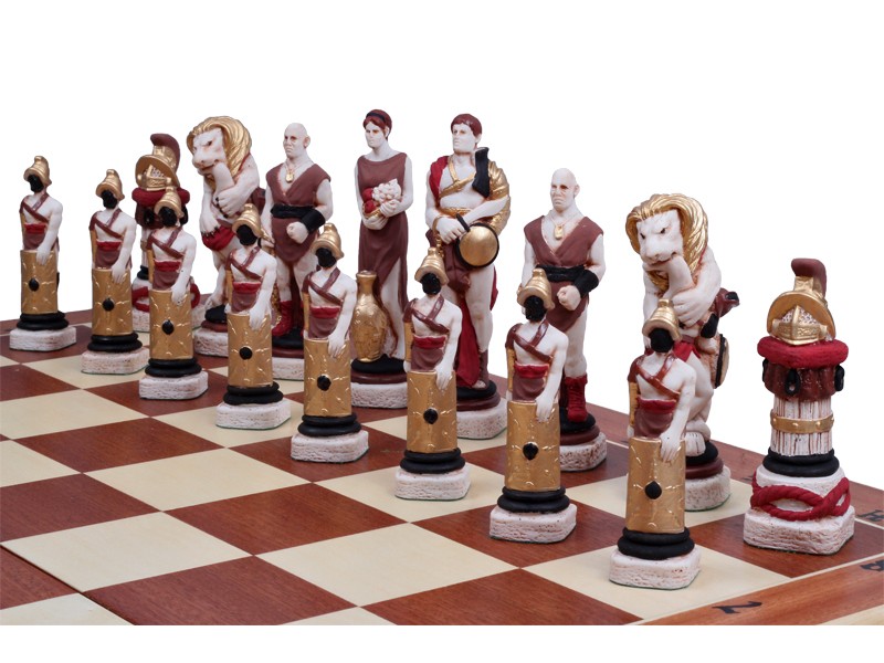 Κεραμικά πιόνια Σπάρτακος με ύψος βασιλιά 13.5 εκ. σε ξύλινη σκακιέρα 60 Χ 60 εκ. (σπαστή)