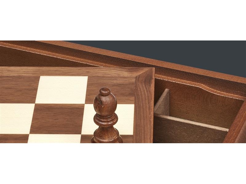 Ξύλινη combo σκακιέρα / Ντάμα με πιόνια Dal Negro σε κουτί αποθήκευσης