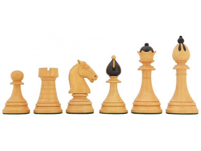 Τσέχικο σέτ πιόνια, πιστή αντιγραφή μοντέλου "1951-1954 ČESKÁ KLUBOVKA" FIDE - ('Εβενος - boxwood) με ύψος βασιλιά 10.2εκ.