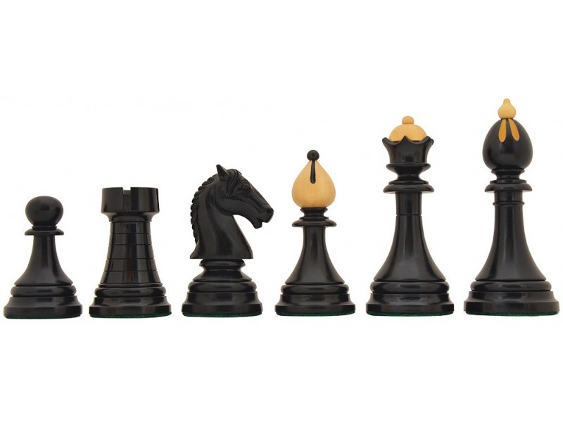 Τσέχικο σέτ πιόνια, πιστή αντιγραφή μοντέλου "1951-1954 ČESKÁ KLUBOVKA" FIDE - ('Εβενος - boxwood) με ύψος βασιλιά 10.2εκ.