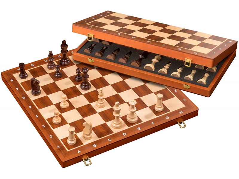 Σκακιέρα ξύλινη σπαστη 47.5 Χ 23.5 εκ. με ύψος βασιλιά 9 εκ.