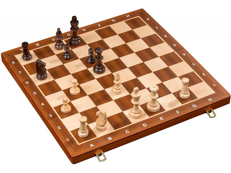 Σκακιέρα ξύλινη σπαστη 47.5 Χ 23.5 εκ. με ύψος βασιλιά 9 εκ.