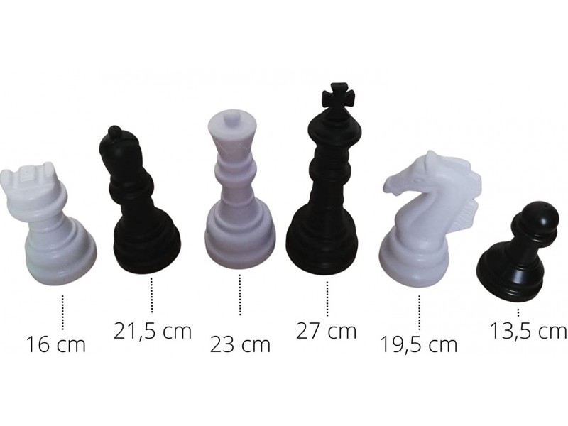 Σκάκι κήπου - Σκακιέρα 1.58 Χ 1.58 μαζί με ένα σετ πλαστικά πιόνια με ύψος βασιλιά 26 εκ
