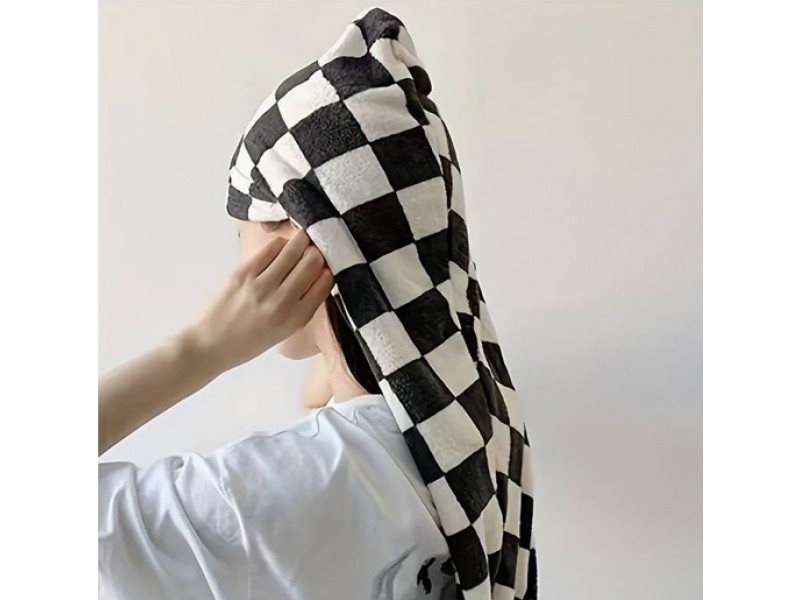 Πετσέτα στεγνώματος μαλλιών με σκακιστικό θέμα