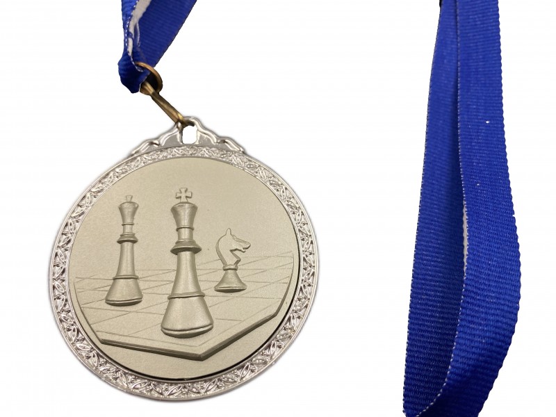 Σκακιστικό μετάλλιο σκάκι με κορδέλα Deluxe - Διάμετρος 6 εκ.