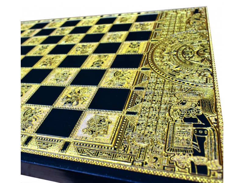 Θεματική ξύλινη σκακιέρα με θέμα "Αζτέκοι" - Διάσταση 39 Χ 29 εκ.