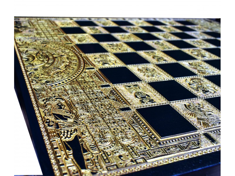 Θεματική ξύλινη σκακιέρα με θέμα "Αζτέκοι" - Διάσταση 50 Χ 58 εκ. (σπαστή)