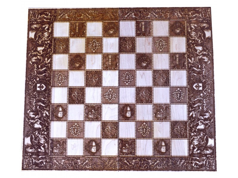 Θεματική ξύλινη σκακιέρα με θέμα "Μεσαίωνας 2" - Διάσταση 50 Χ 58 εκ. (σπαστή)