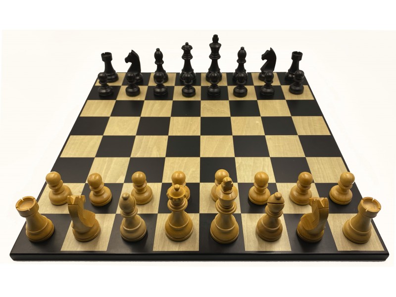 Σκακιέρα ξύλινη 45 Χ 45 εκ. & Ξύλινα πιόνια Γερμανικά staunton deluxe με ύψος βασιλιά 9.5 εκ & πουγκί φύλαξης