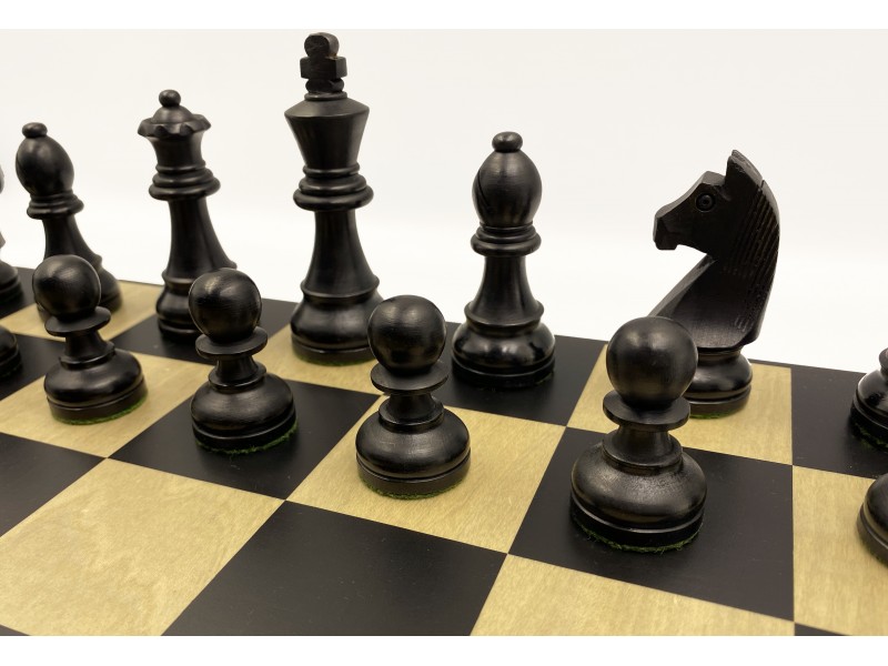 Σκακιέρα ξύλινη 45 Χ 45 εκ. & Ξύλινα πιόνια Γερμανικά staunton deluxe με ύψος βασιλιά 9.5 εκ & πουγκί φύλαξης
