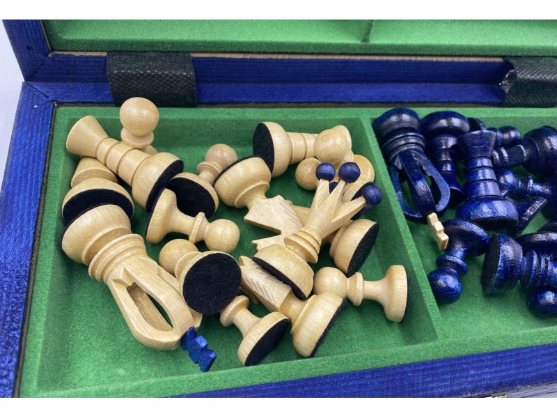 Σκάκι ταξιδίου ξύλινο μπλέ "Rastag"