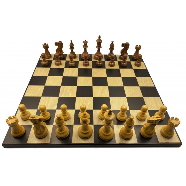 Σκακιέρα ξύλινη 45 Χ 45 εκ. & Ξύλινα πιόνια American staunton καφέ deluxe με ύψος βασιλιά 9.5 εκ & πουγκί φύλαξης