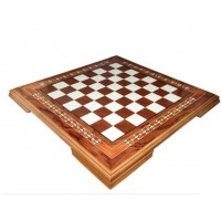 Ξύλινη σκακιέρα με καλλιτεχνική βάση με διάσταση 48 Χ 48 εκ.