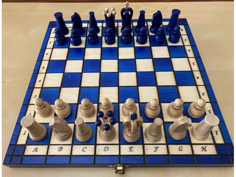 Σκάκι ταξιδίου ξύλινο μπλέ deluxe