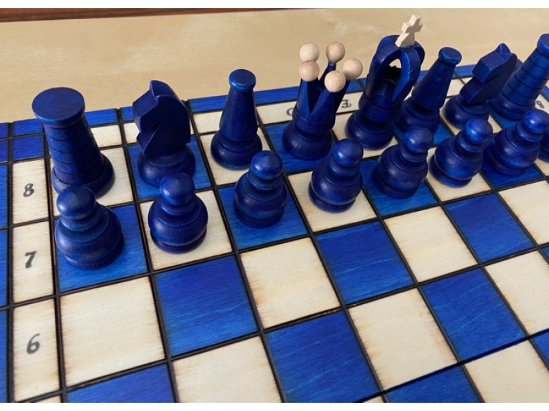 Σκάκι ταξιδίου ξύλινο μπλέ deluxe