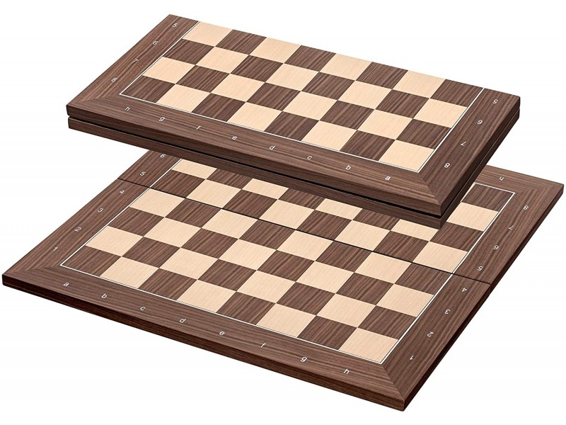 Σκακιέρα ξύλινη σε σπαστή πλακέτα αγωνιστική  καρυδιά με συντεταγμένες