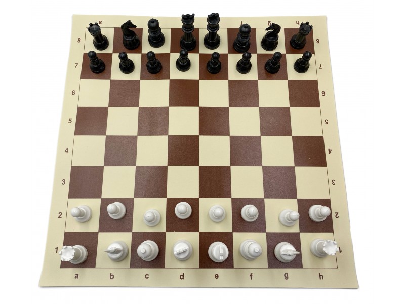 Σκακιέρα βινυλίου 41 Χ 41 εκ. με πλαστικά πιόνια για σκάκι & πουγκί