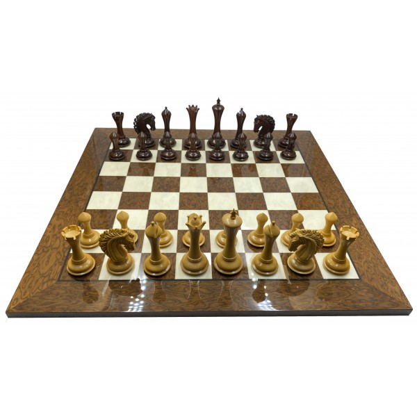  Empire πιόνια και ύψος βασιλιά 10.7 εκ. μαζί με deluxe Glossy σκακιέρα καφέ Ferrer 55 X 55 εκ.