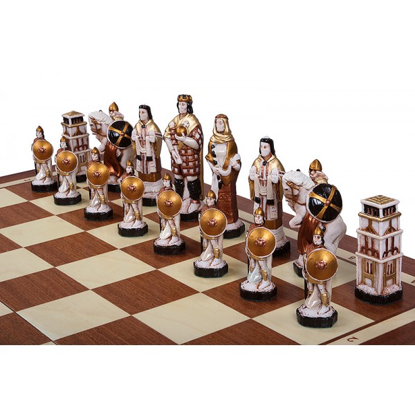 Κεραμικά πιόνια με ξύλινη σπαστή σκακιέρα