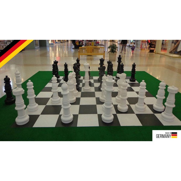 Combo Γίγας σκάκι κήπου- Πιόνια σετ μέ ύψος Βασιλιά 90 εκ. (Γερμανικής προέλευσης - Πιστοποίηση CE) και μαλακό δάπεδο γίγας 5 μέτρα Χ 5 μέτρα