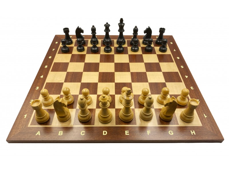 Σκακιέρα ξύλινη 50 Χ 50 εκ. & Ξύλινα πιόνια German staunton  με ύψος βασιλιά 9.5 εκ. & πουγκί φύλαξης