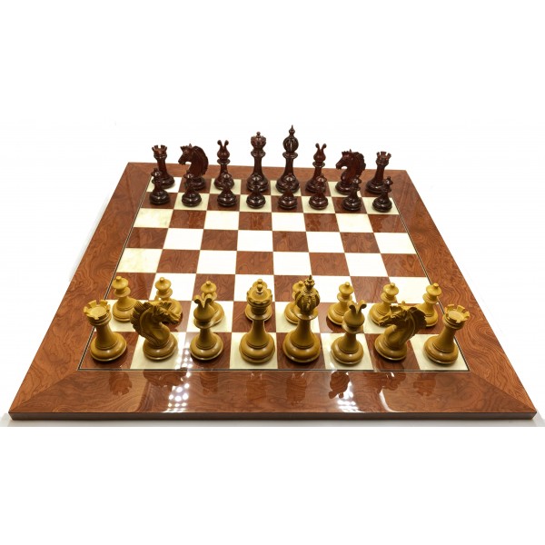Σκακιέρα ξύλινη glossy Red Ferrer  55 Χ 55 εκ. & Ξύλινα πιόνια Budrosewood  Garnie 11.6 εκ.με διπλό βάρος