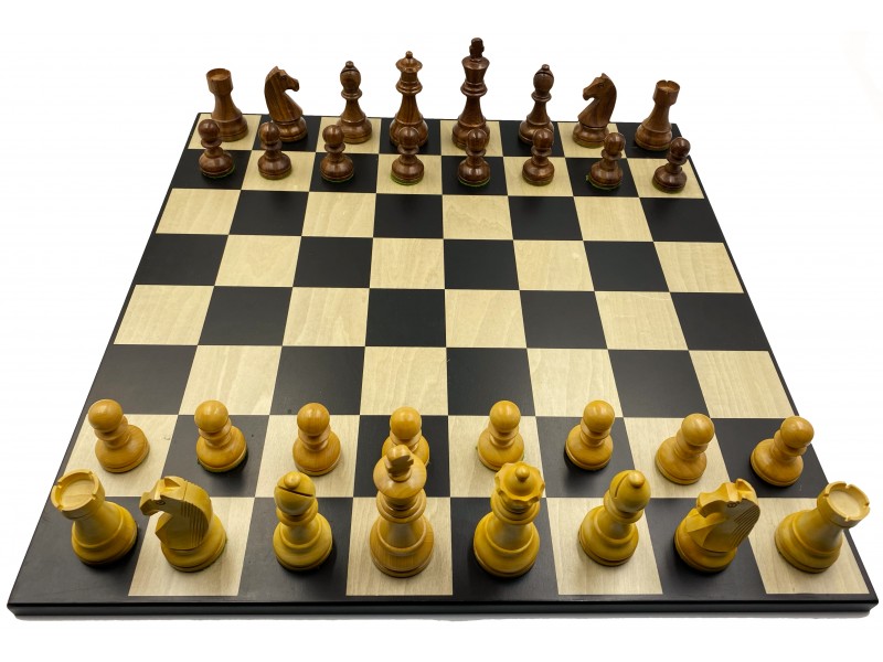Σκακιέρα ξύλινη 45 Χ 45 εκ. & Ξύλινα πιόνια German staunton με ύψος βασιλια 9.5 εκ. & πουγκί φύλαξης