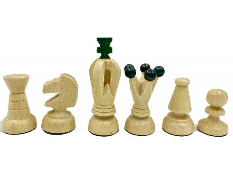 Ξύλινη σκακιέρα γυαλιστερή (glossy) Gloria πράσινη  - Διάσταση 31 Χ 31 εκ. με ξύλινα πιόνια 