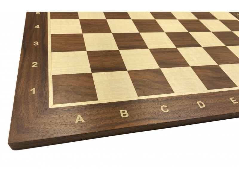Σκακιέρα ξύλινη καρυδιά πλακέτα 45 Χ 45 εκ.  (με συντεταγμένες)