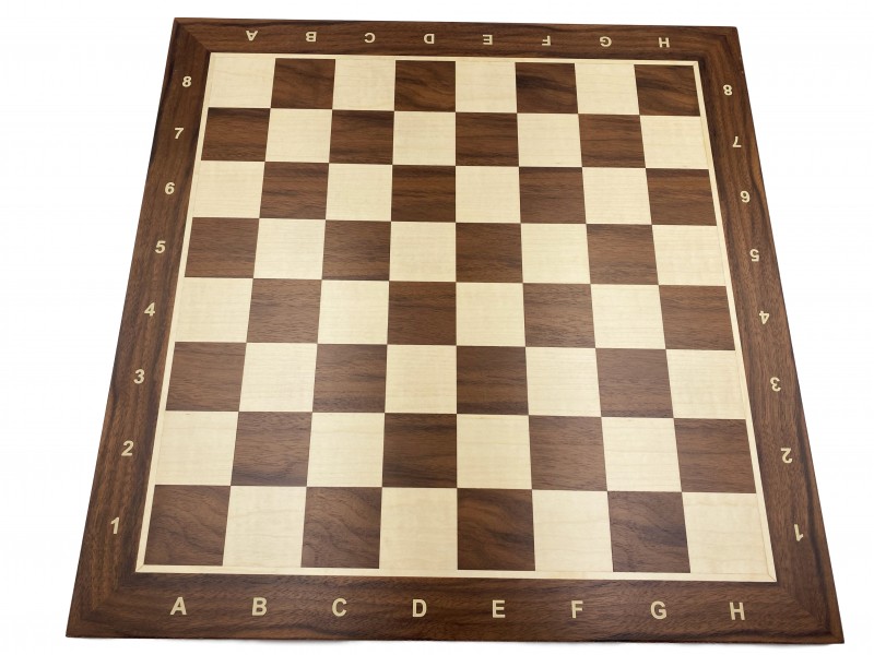 Σκακιέρα ξύλινη καρυδιά πλακέτα 45 Χ 45 εκ.  (με συντεταγμένες)