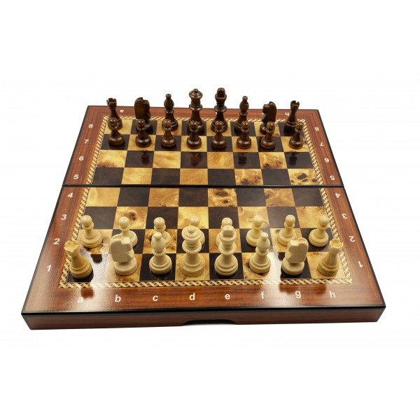 Σπαστή σκακιέρα Edward's 40 x40 εκ. glossy με ξύλινα πιόνια