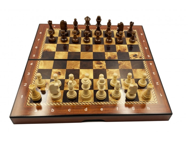 Σπαστή σκακιέρα Edward's 26 x 26 εκ. glossy με ξύλινα πιόνια