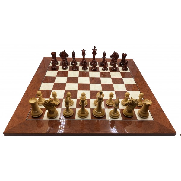 Σκακιέρα ξύλινη glossy Red Ferrer  55 Χ 55 εκ. & Ξύλινα πιόνια Haunting 10.1 εκ.με διπλό βάρος