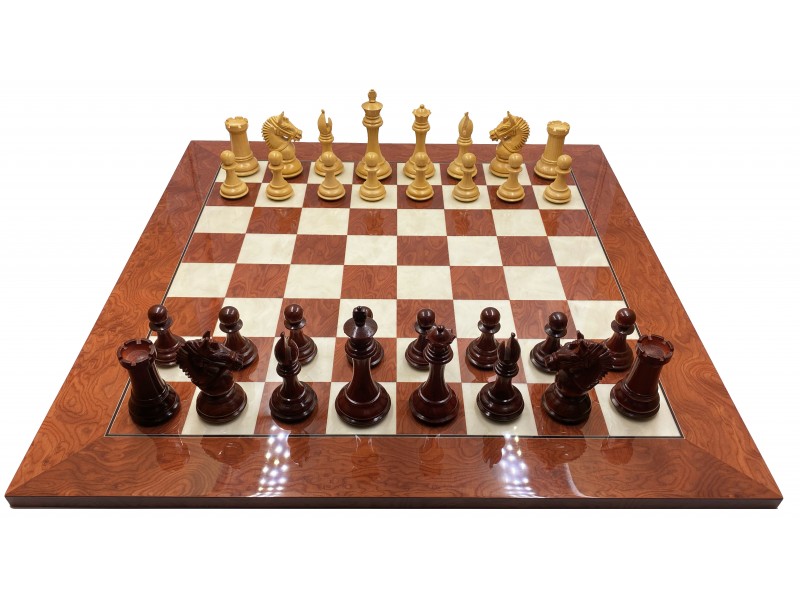  Haunting σέτ με ύψος βασιλιά 10.1 εκ.με διπλό βάρος και με σκακιέρα ξύλινη glossy Red Ferrer 55 Χ 55 εκ.