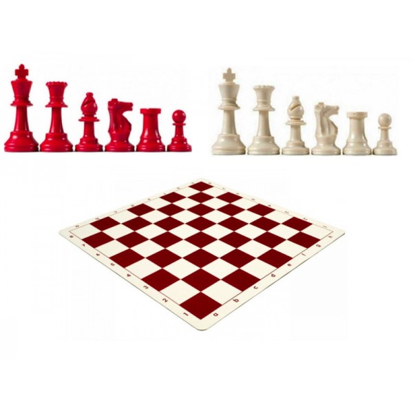Χρωματιστό πλαστικό σέτ με σκακιέρα βινιλίου (κόκκινο χρώμα)