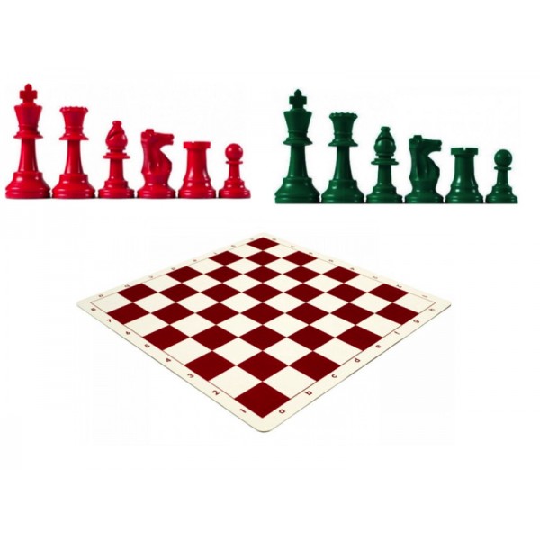 Χρωματιστό πλαστικό σέτ με σκακιέρα βινιλίου (κόκκινο χρώμα)