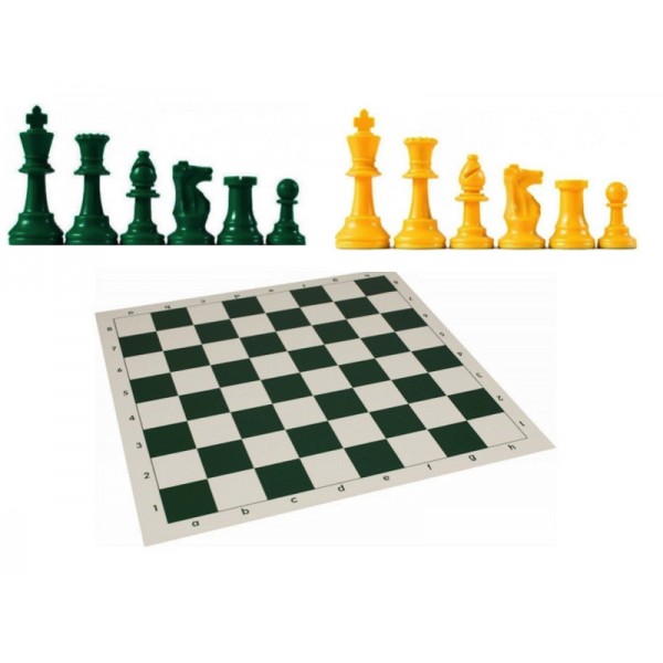 Χρωματιστό πλαστικό σέτ με σκακιέρα βινιλίου (πράσινο χρώμα)