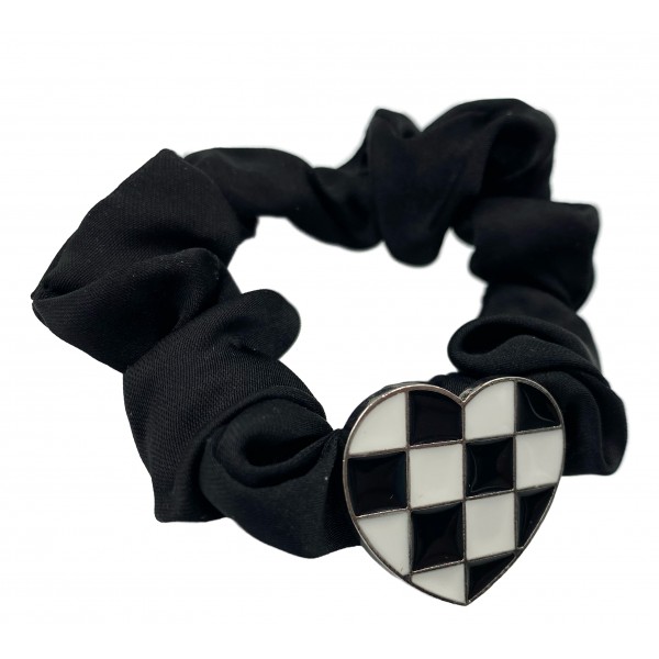 Λαστιχάκι - Κοκαλάκι μαλλιών με σκακιστικό θέμα "heart of chess" / Scrunchie χεριού