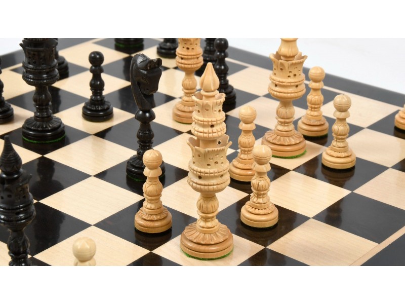 Σκακιστικό σέτ με Ινδικό θέμα "Lotus"  - ('Εβενος - boxwood)  με ύψος βασιλιά  10.2εκ.