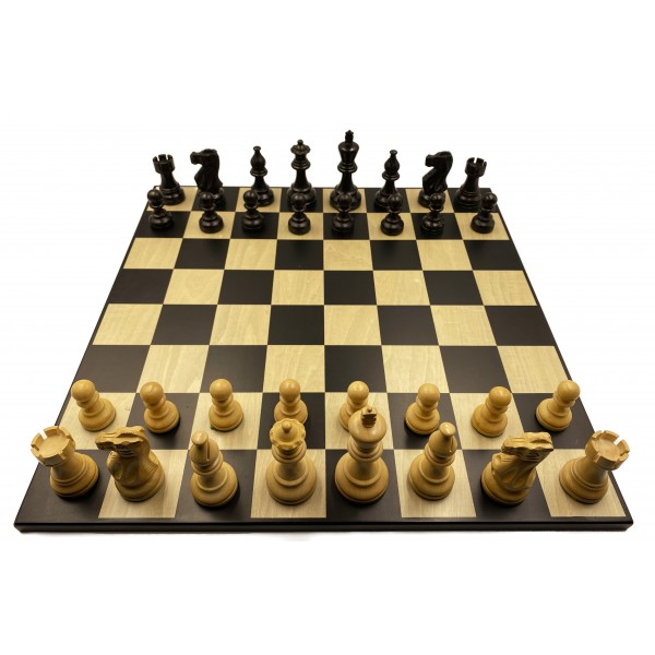 Σκακιέρα ξύλινη 45 Χ 45 εκ. & Ξύλινα πιόνια American staunton ebonized deluxe με ύψος βασιλιά 9.5 εκ & πουγκί φύλαξης
